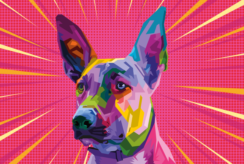 Tapete de vinil de animal de cão de pop art arco-íris - TenStickers