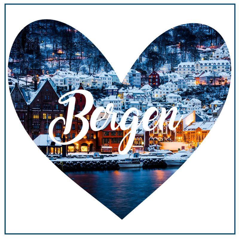 Eu amo bergen city heart nordic vinyl tapete - TenStickers