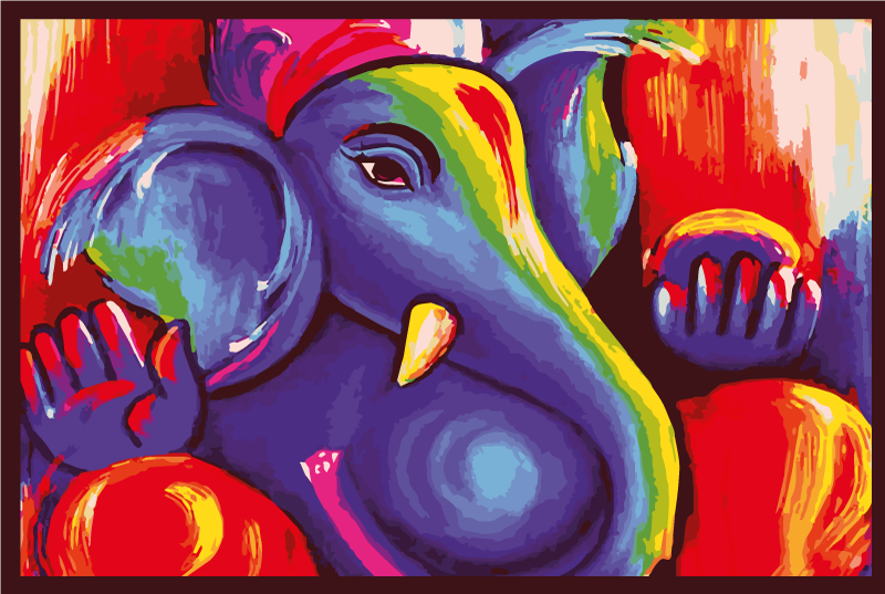 Tapete vinílico de animais arte de elefante colorida - TenStickers