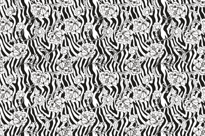 Tapete de vinil zebra e flores com estampa animal - TenStickers