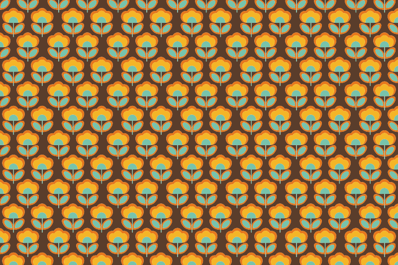 Tapete vinílico flores e plantas design marrom vintage - TenStickers