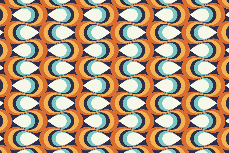 Tapete vintage com padrão de círculos pontiagudos dos anos 70 - TenStickers