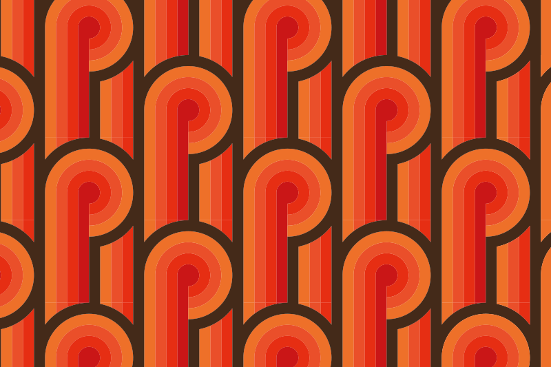 Tapete vintage com nó laranja dos anos 70 - TenStickers