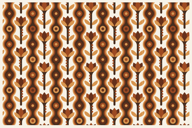 Tapete vinílico flores e plantas ondas florais descoladas - TenStickers