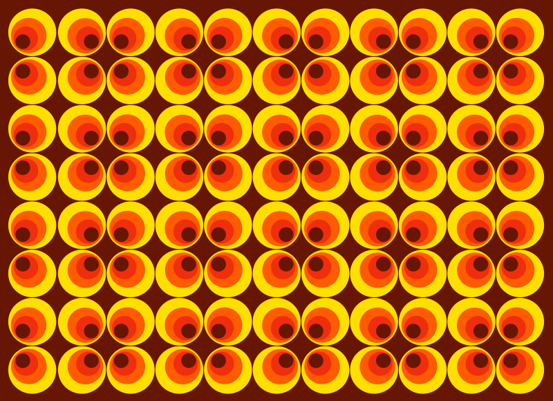 Tapete vintage com círculos laranja pop dos anos 70 - TenStickers