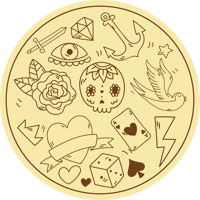 Tapete vinílico juvenil símbolos de tatuagem - TenStickers