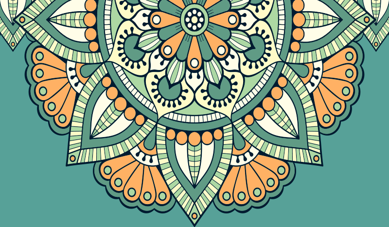 Tapete vinílico de mandala com motivo floral meia peça - TenStickers