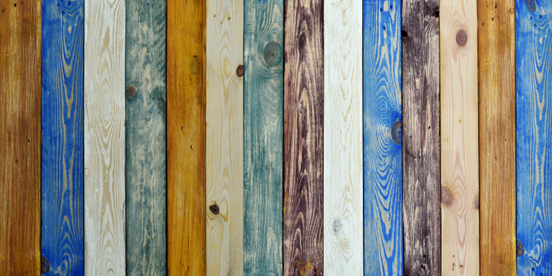 Tapete de vinil vintage com prancha de madeira colorida - TenStickers