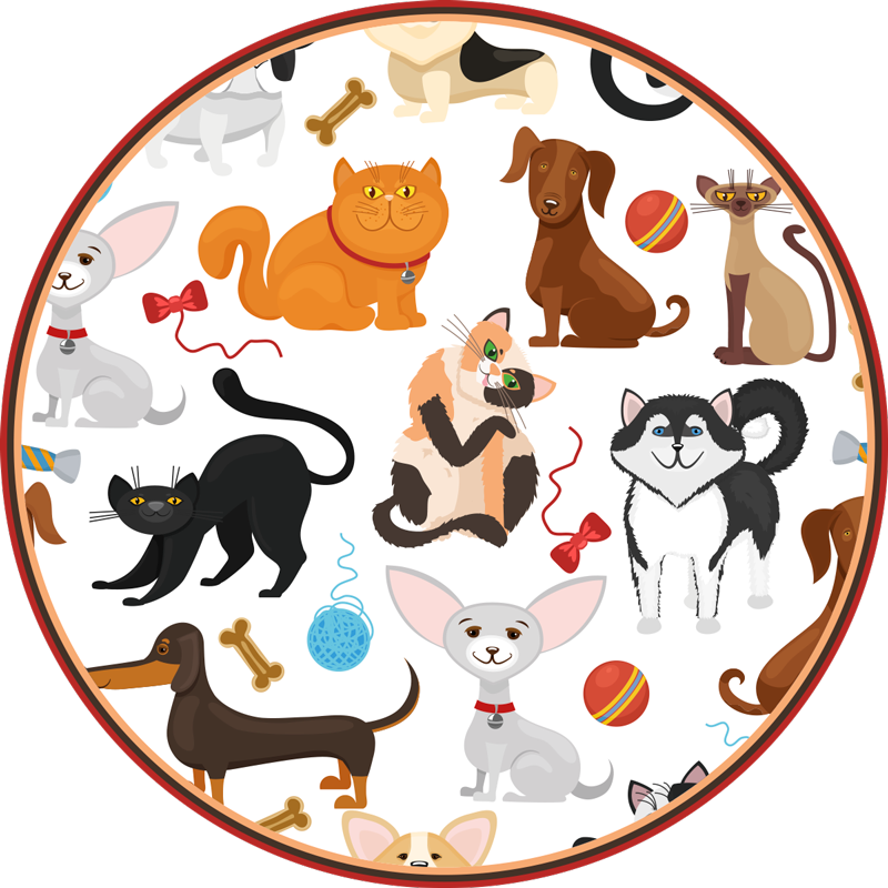 Tapete vinílico criança animais de estimação brincalhões - TenStickers