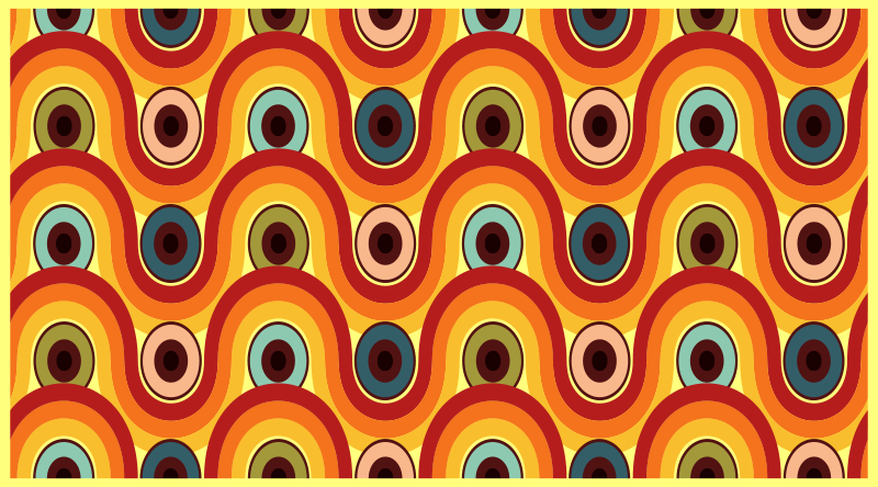 Tapete vinílico vintage motivo ondulado colorido - TenStickers