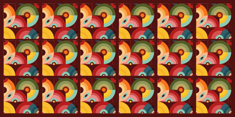 Tapete vinílico vintage formas circulares coloridas retrô - TenStickers