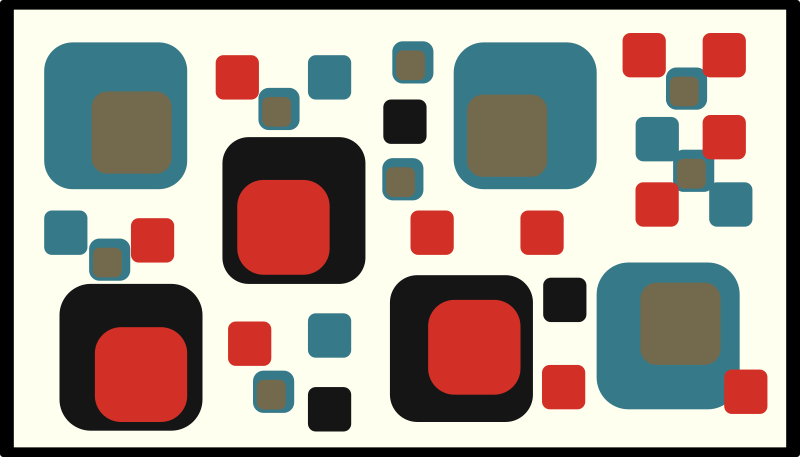 Tapetes geométricos de quadrados azuis e pretos dos anos 70 - TenStickers