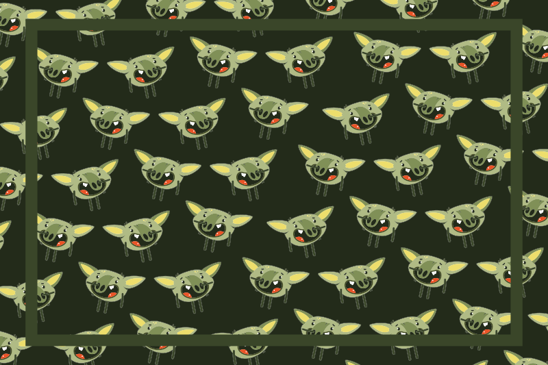 Tapete vinílico criança rostos de monstros verdes - TenStickers