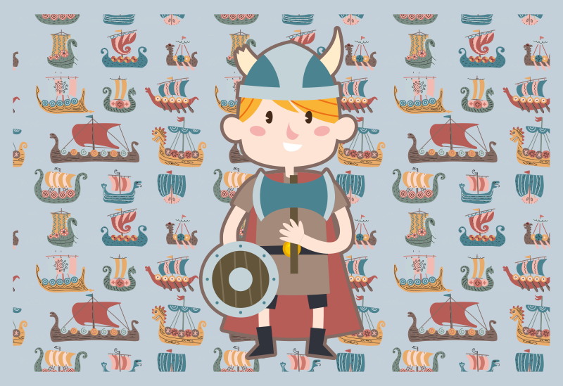 Tapete vinílico criança aventuras vikings - TenStickers