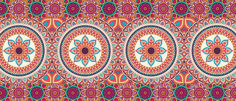 Tapete de ladrilhos de mandala em patchwork colorido - TenStickers