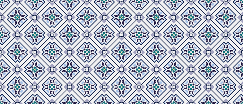 Tapete vinílico sala de estar design de medalhão em azulejo - TenStickers