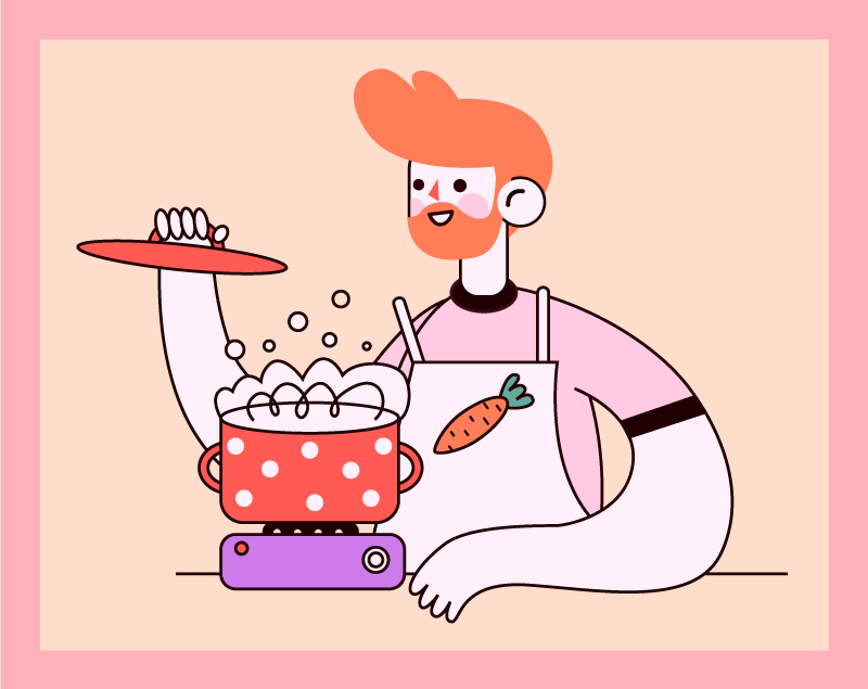 Tapete vinílico cozinha homem ruivo cozinhando - TenStickers