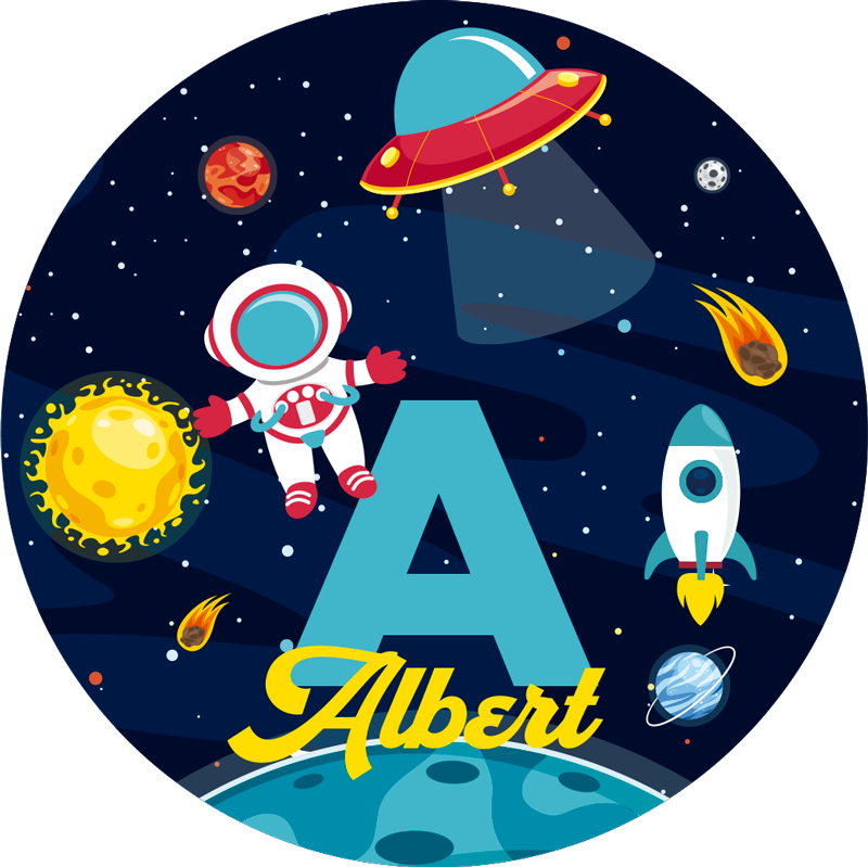 Espaço e galáxia com tapete personalizado nome - TenStickers