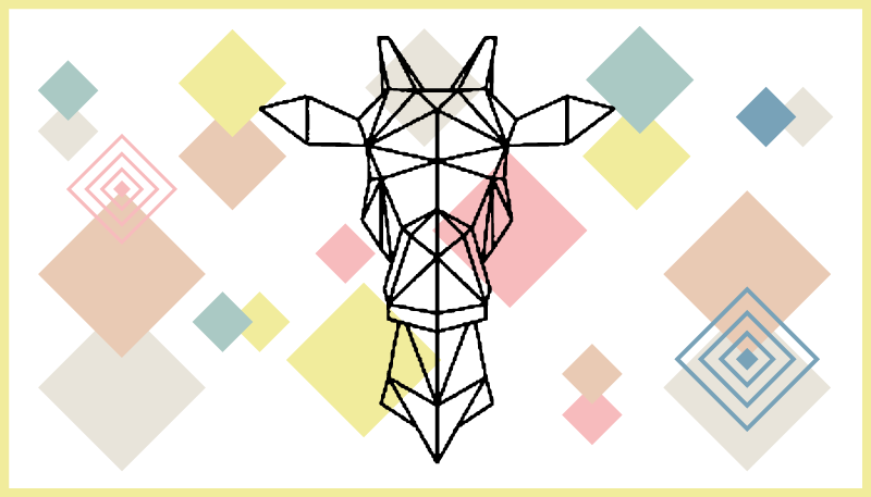 Tapete vinílico juvenil girafa de origami abstrata - TenStickers