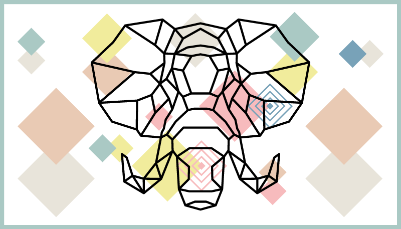 Tapete vinílico moderno cabeça de elefante de origami - TenStickers
