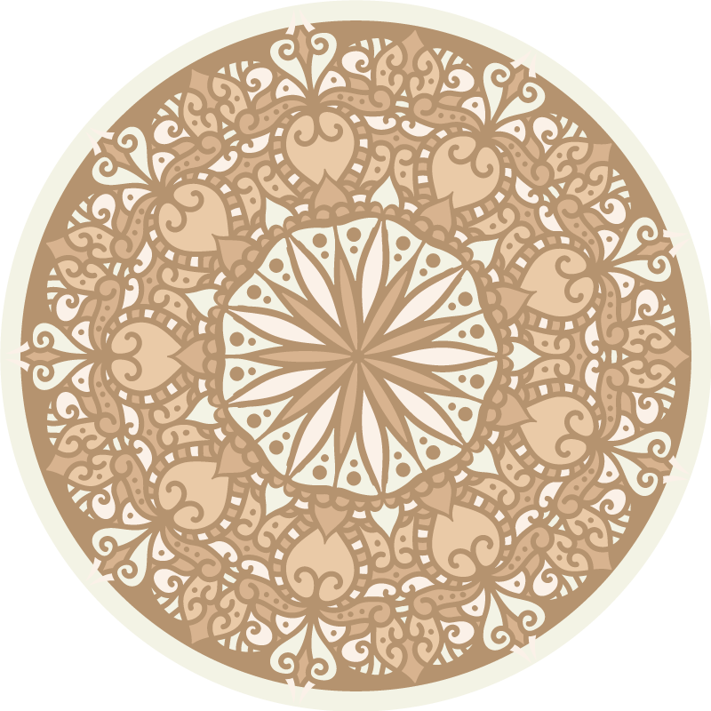 Tapete circular mandala mosaico de vinil bege - TenStickers