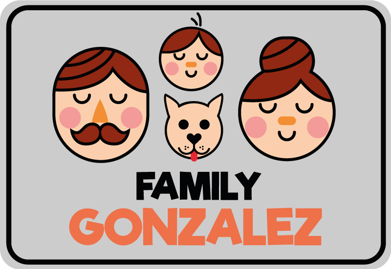 Nomes com família e cão. Tapete personalizado - TenStickers