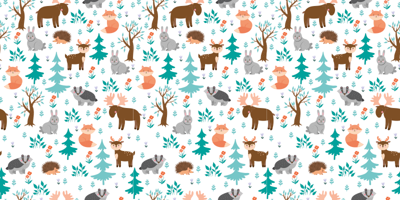 Animais da floresta brincando de tapete de bebê - TenStickers