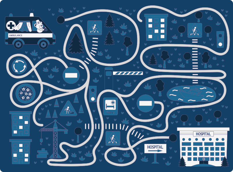 Tapete vinílico de estradas mapa da cidade azul - TenStickers