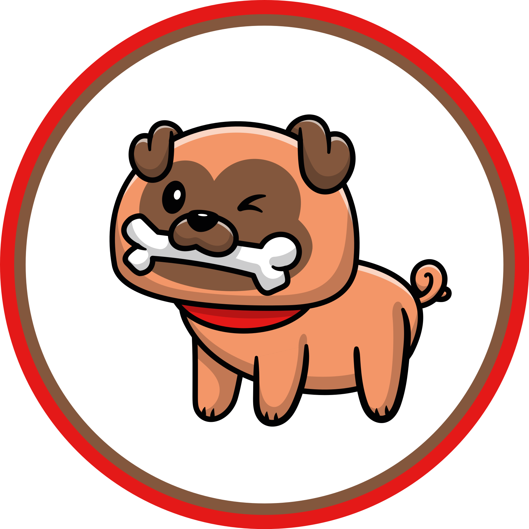 Tapete vinílico de animais bulldog com um osso - TenStickers