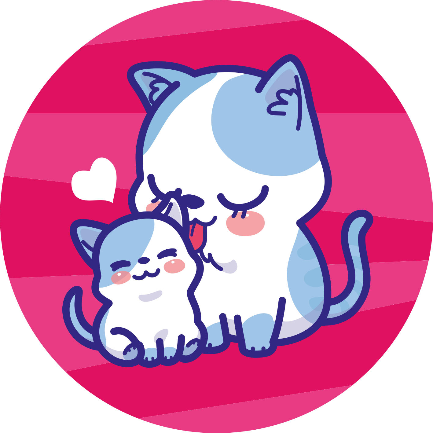 Uma mãe gata com o seu tapete circular de gatinho - TenStickers