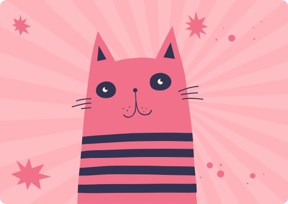 Tapete vinílico criança ilustração de gato rosa - TenStickers