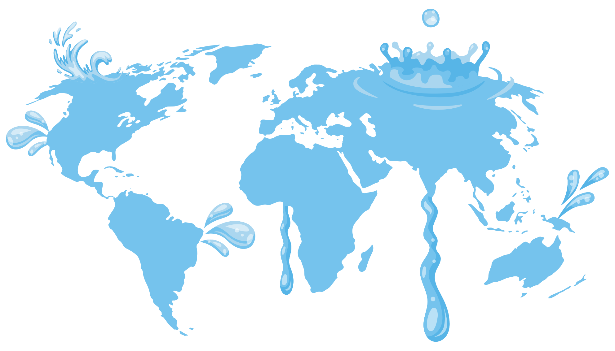 Tapete vinílico de mapa mundial design de água azul - TenStickers