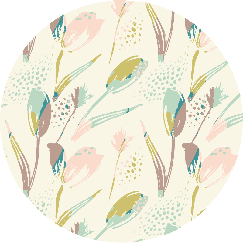 Tapete vinílico flores e plantas círculo de padrões florais - TenStickers