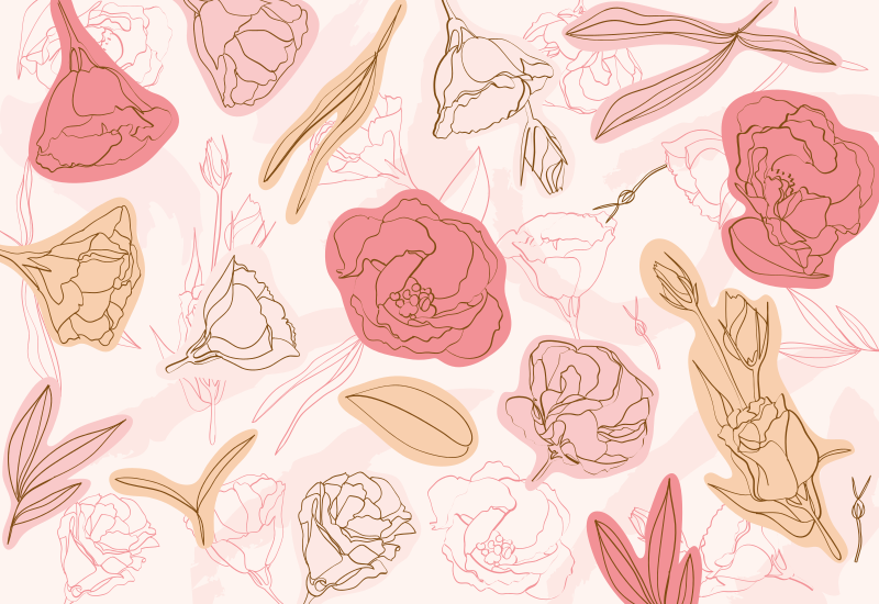 Tapete vinílico flores e plantas estilo de contorno botânico - TenStickers