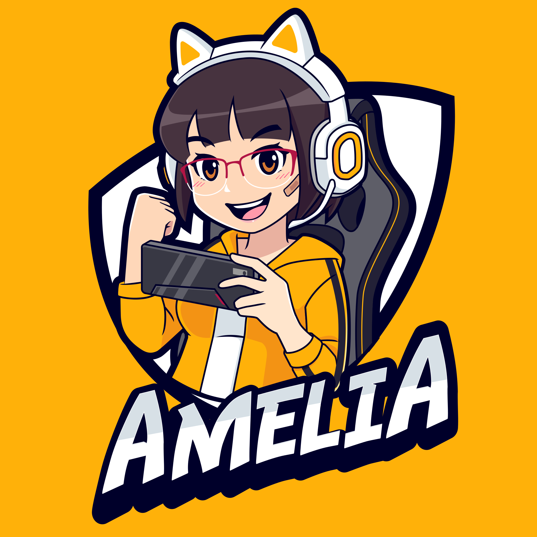 Menina de videogame com tapete de quarto de fone de ouvido - TenStickers