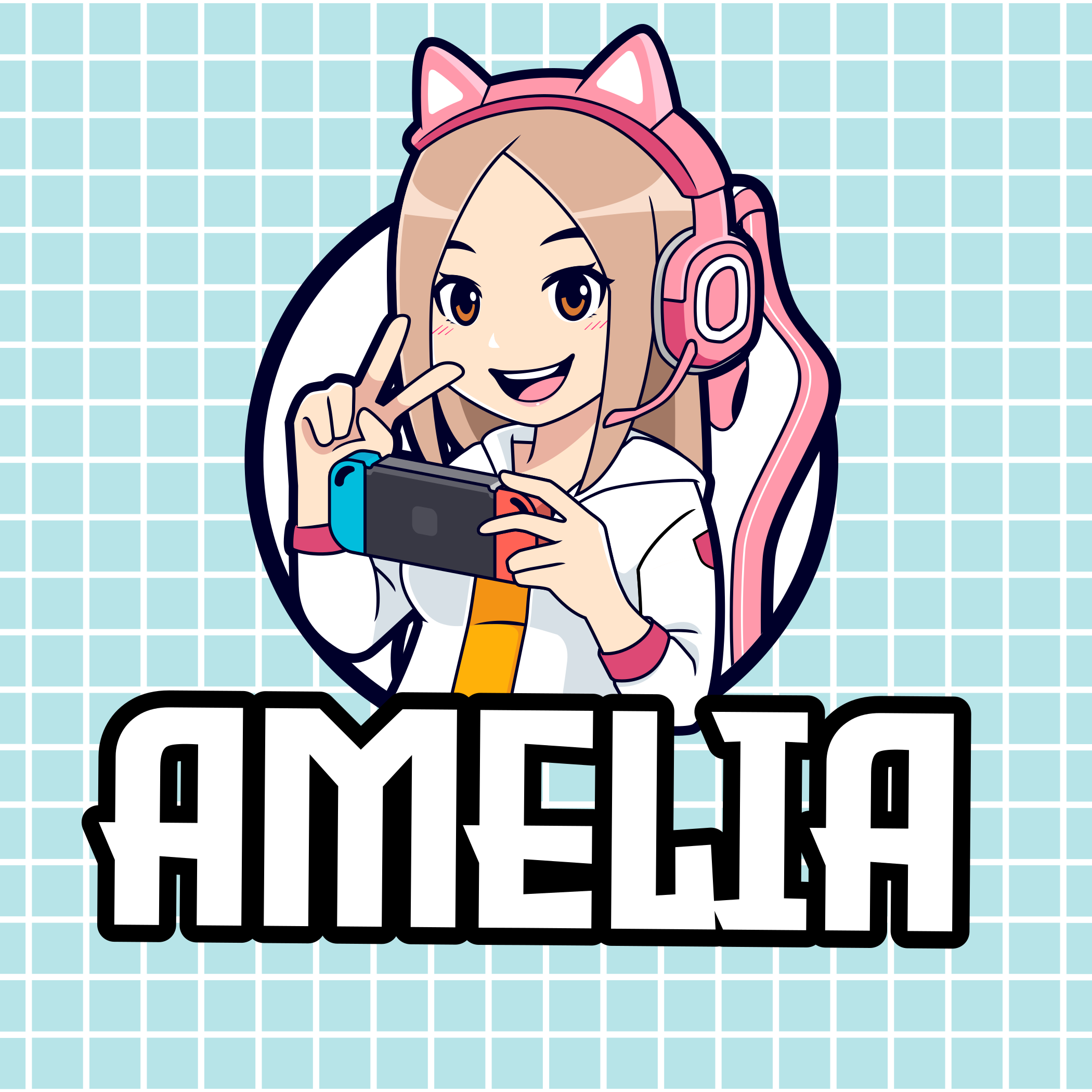 Menina de videogame e tapete de quarto de gato - TenStickers