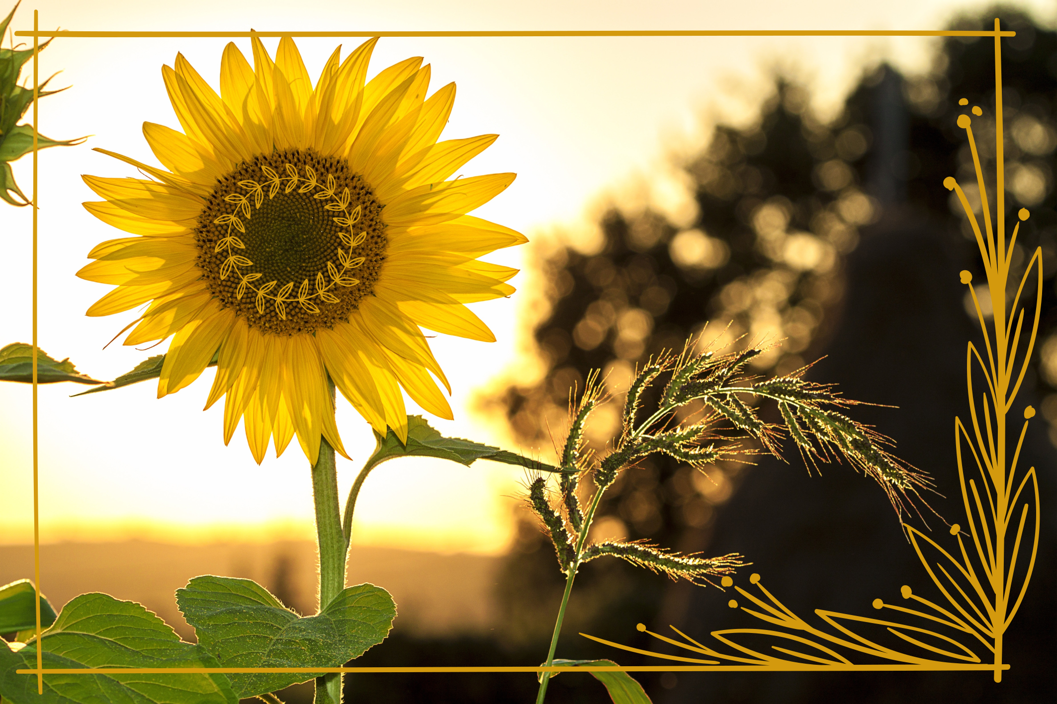 Um girassol e um tapete floral do campo - TenStickers