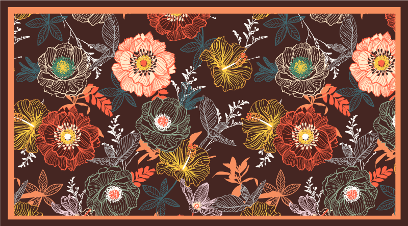 Tapete vinílico flores e plantas design vintage burst - TenStickers