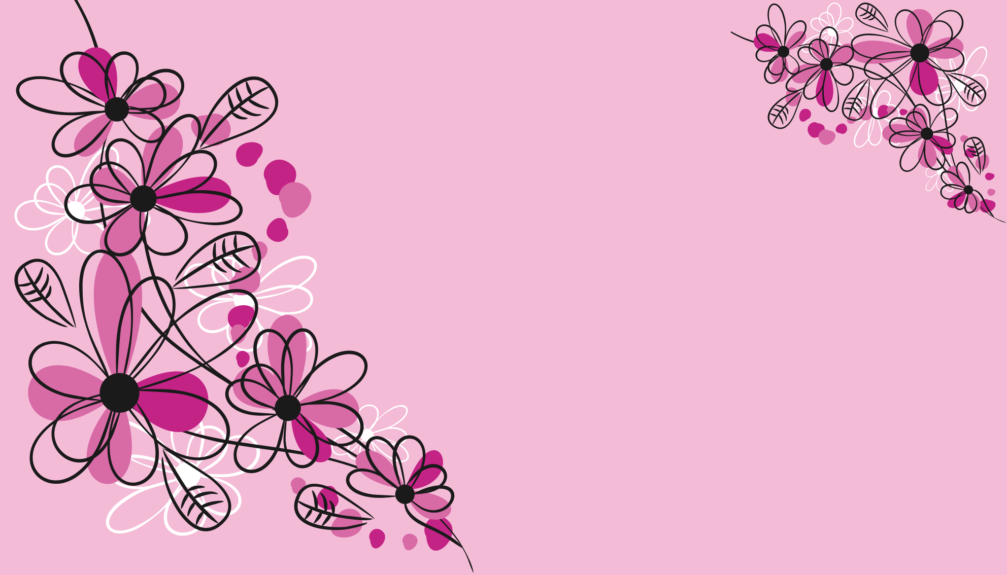 Tapete floral desenhado à mão rosa - TenStickers