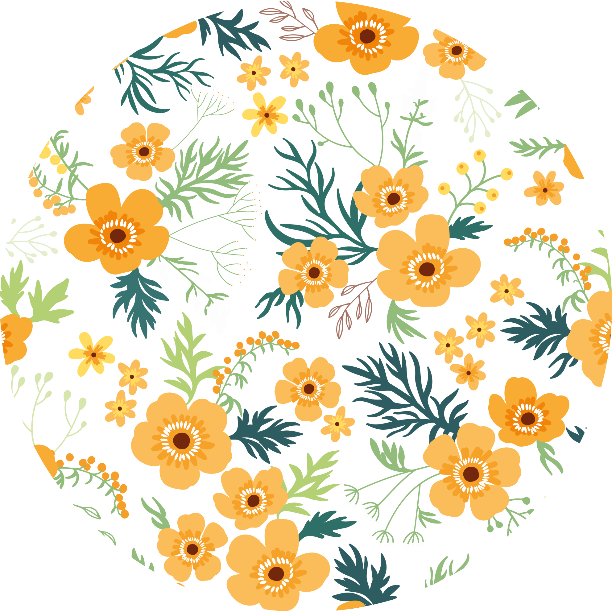 Tapete vinílico flores e plantas padrão de buquê floral - TenStickers