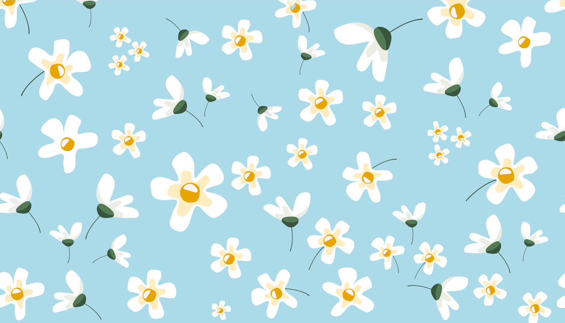 Fundo azul com tapete floral de margaridas - TenStickers