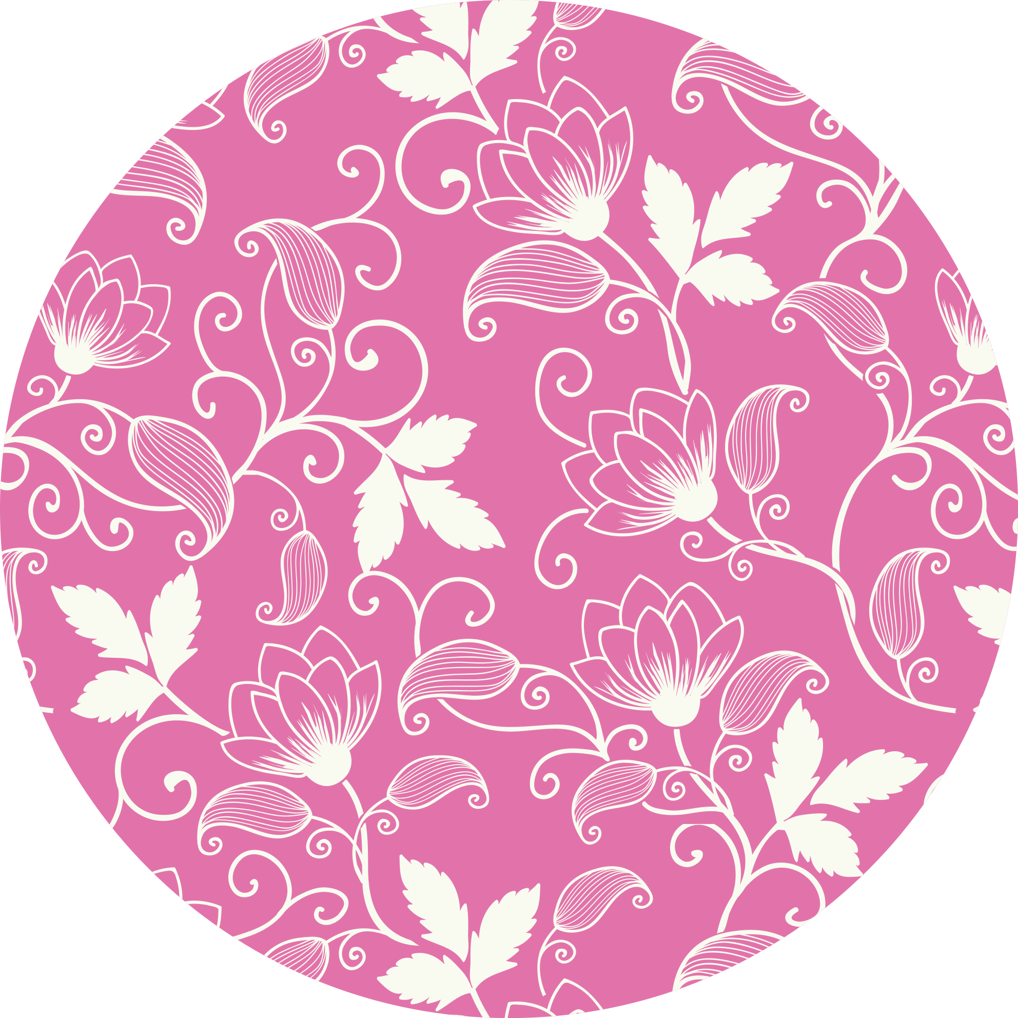 Tapete vinílico flores e plantas redemoinhos florais rosa - TenStickers
