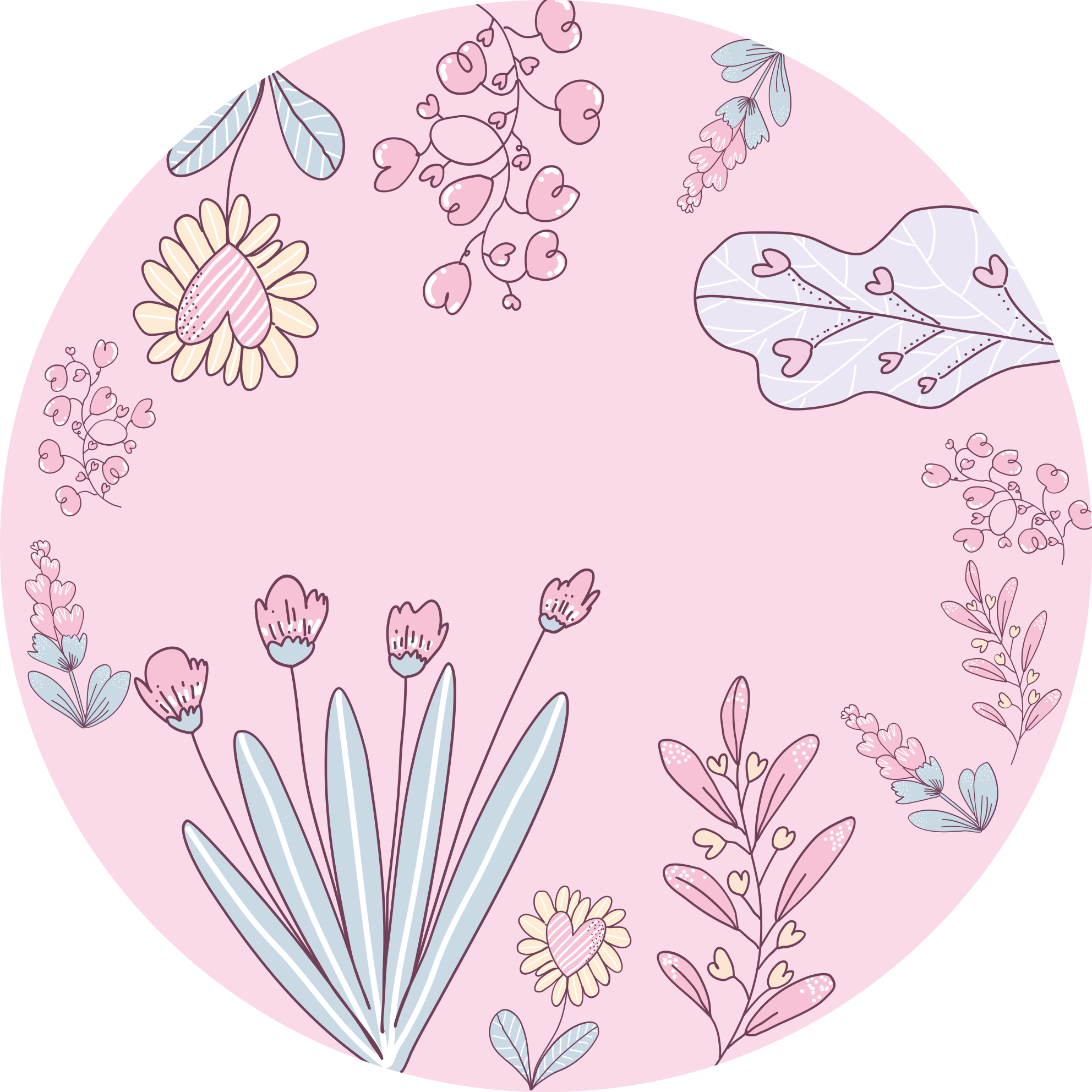 Tapete floral delicado com moldura de flores - TenStickers