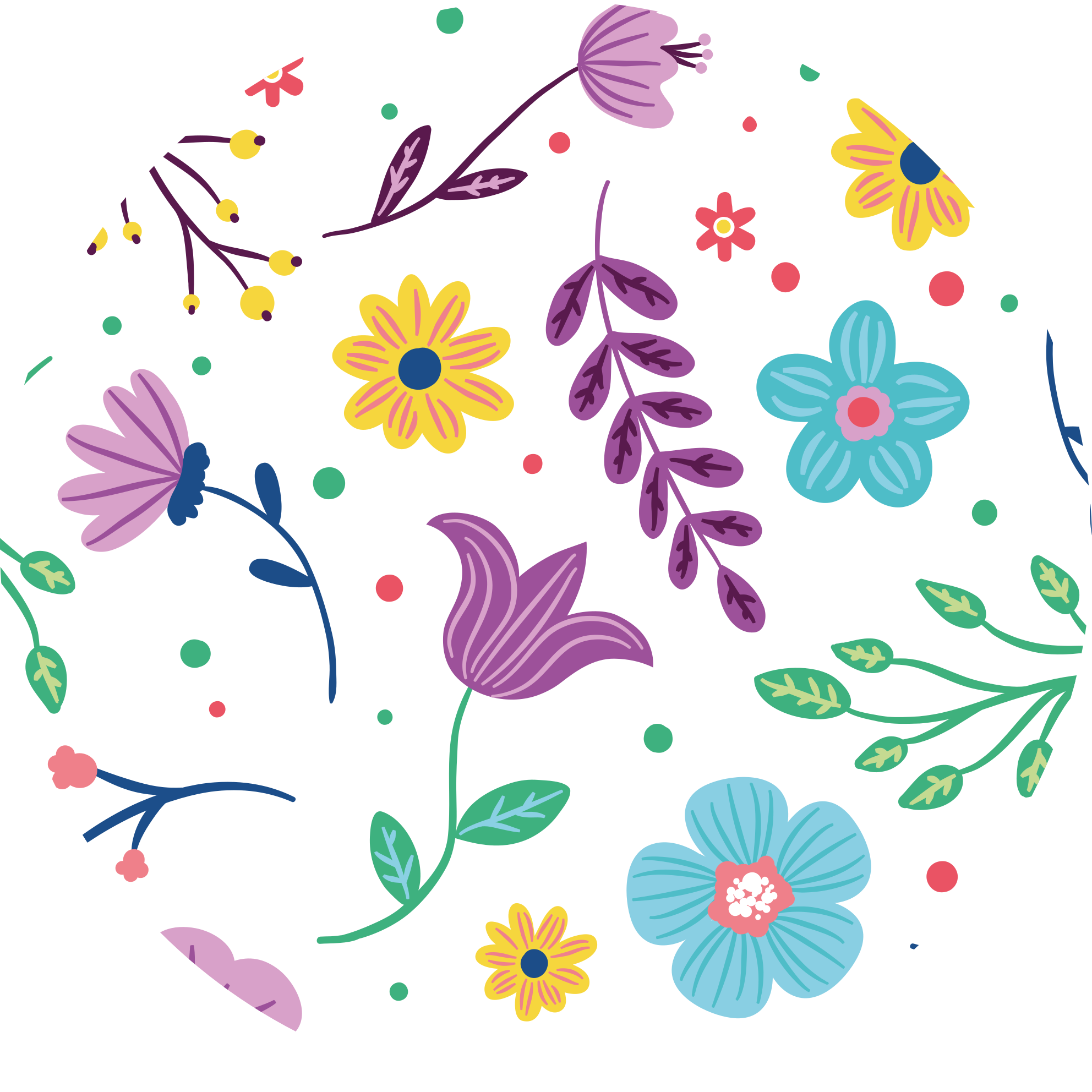 Tapete vinílico flores e plantas inspiração floral viva - TenStickers