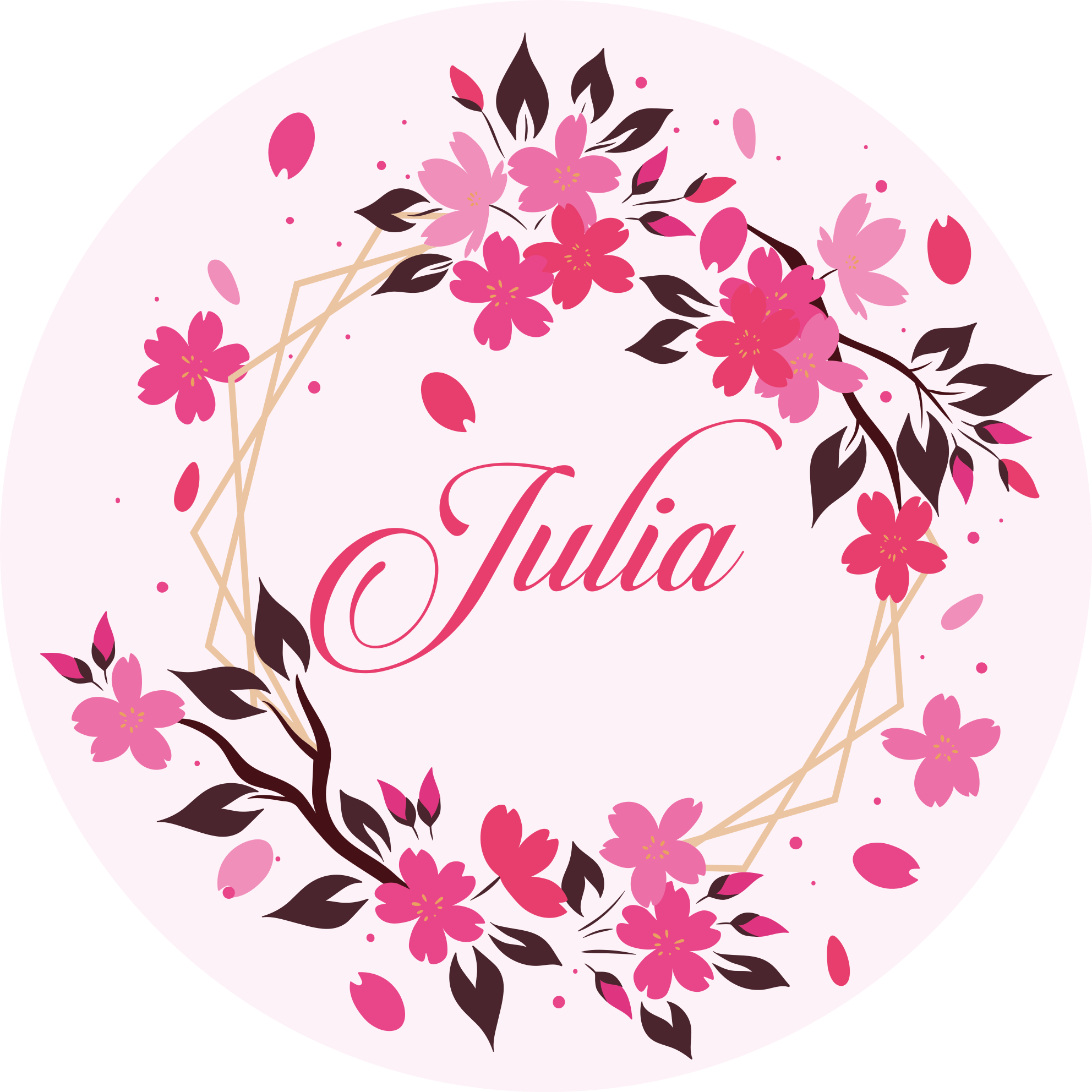 Círculo de flores de cerejeira com tapete floral - TenStickers