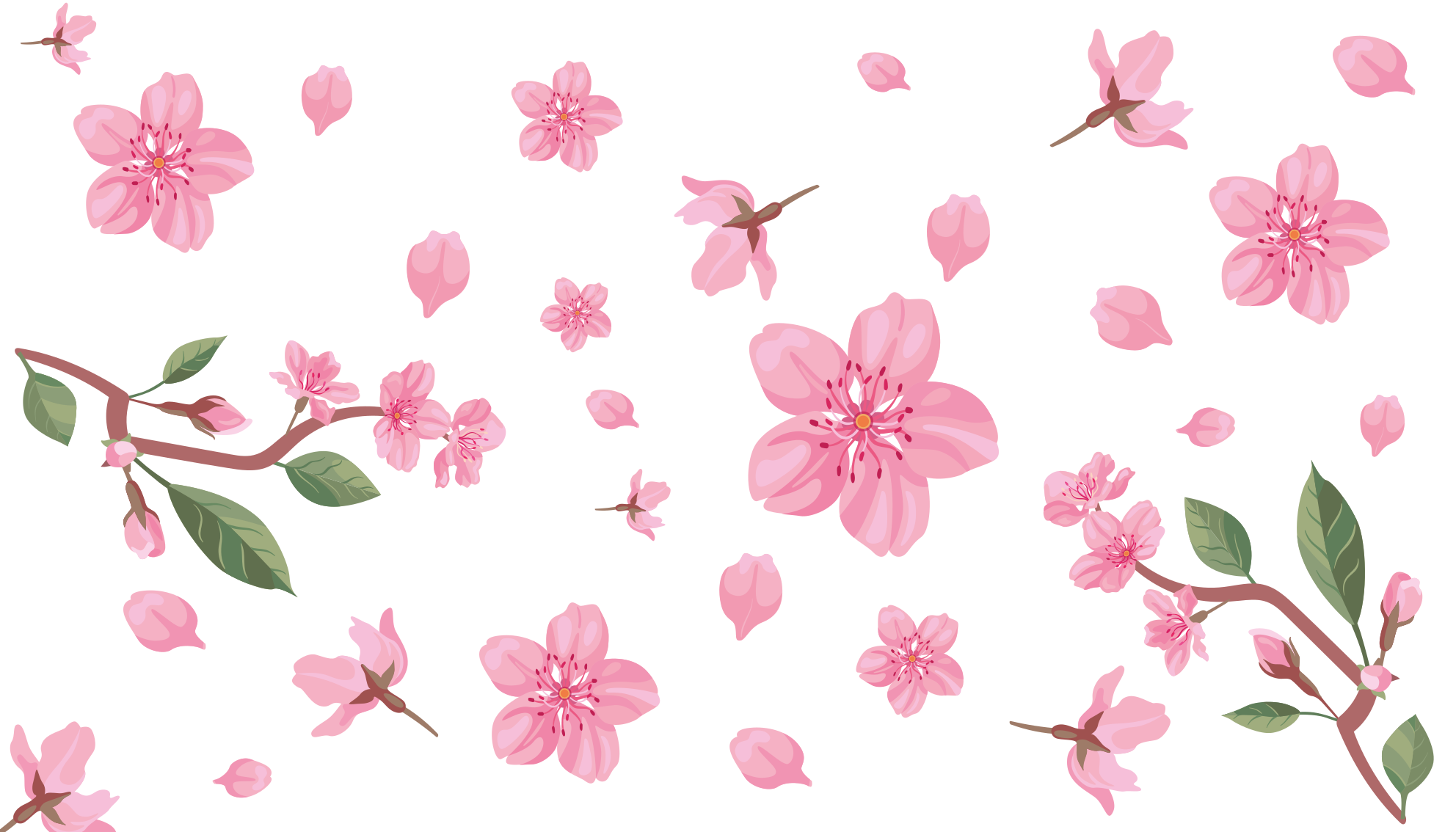 Tapete floral rosa com flores de cerejeira - TenStickers