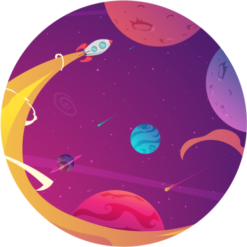Foguete de desenho animado através do tapete de vinil estrela do  - TenStickers