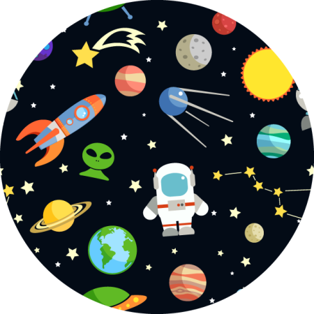 Cartoon diferentes símbolos astronautas tapete estrela - TenStickers