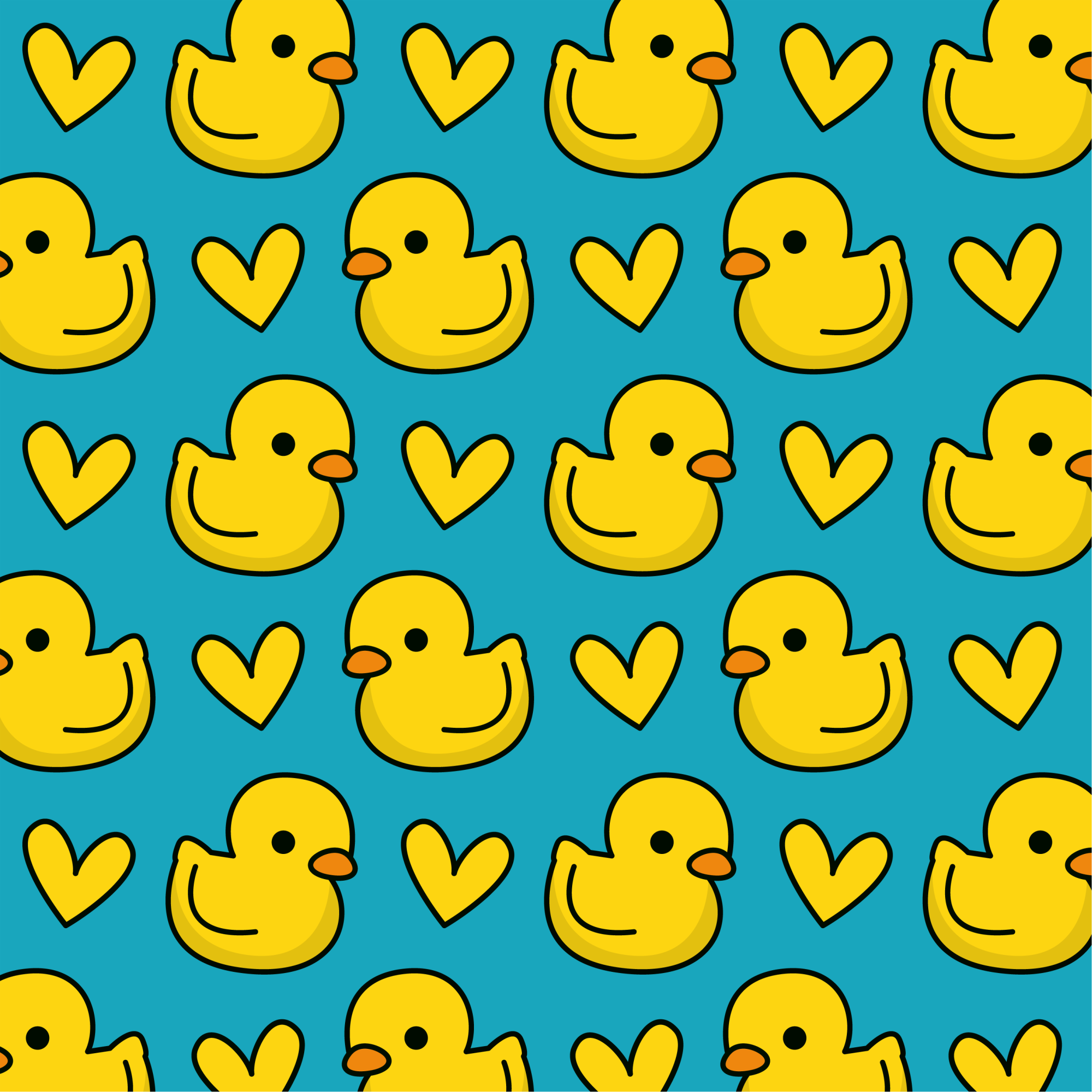 Patos em piso de casa de banhocom fundo azul - TenStickers