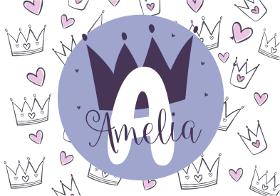 Tapete de vinil com nome coroado de princesa roxa - TenStickers
